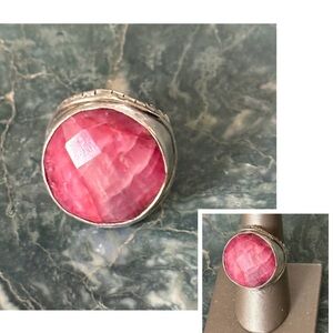 Sterling Silver Faceted Natural Ruby Ring